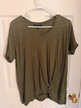 Banana Republic Olive Twist-Front Short Sleeve Top